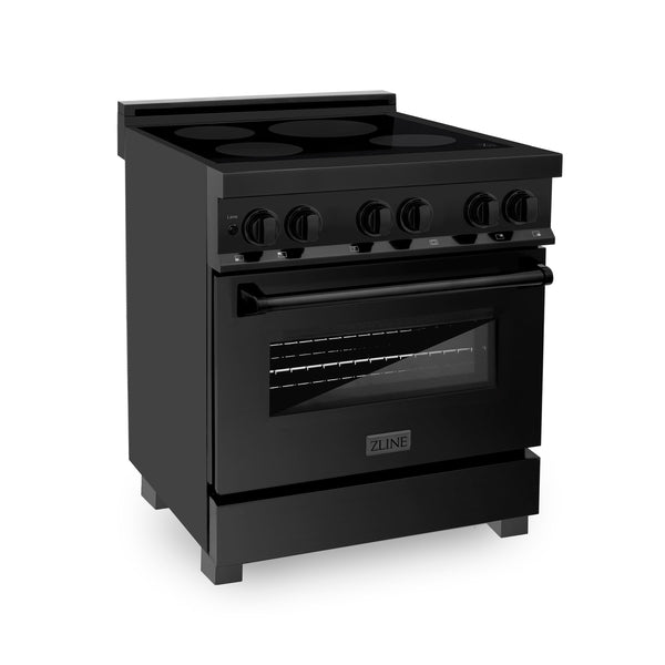 Cocina eléctrica profesional ZLINE de 30 pulgadas en acero inoxidable negro (RAIND-BS-30) 