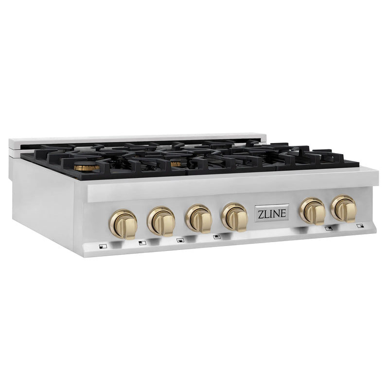 ZLINE 36 In. Autograph Edition Rangetop in Stainless Steel with Matte Black Accents (RTZ-36-MB) Zline