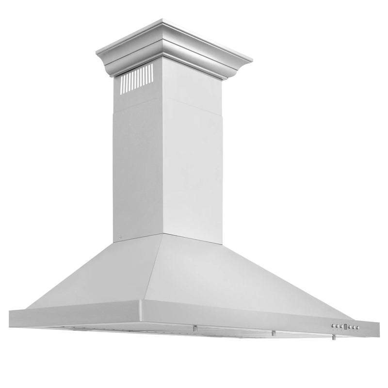 ZLINE 48" Convertible Vent Wall Mount Range Hood in Stainless Steel with Crown Molding (KBCRN-48) Zline