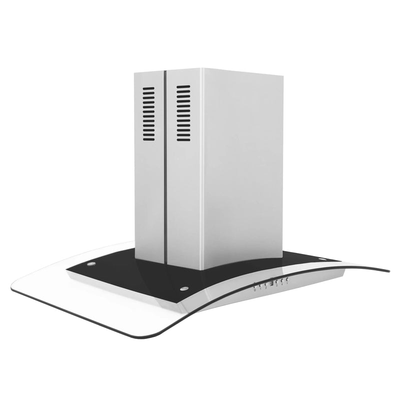 ZLINE 30 in. Convertible Vent Island Mount Range Hood in Stainless Steel & Glass (GL5i-30) Zline
