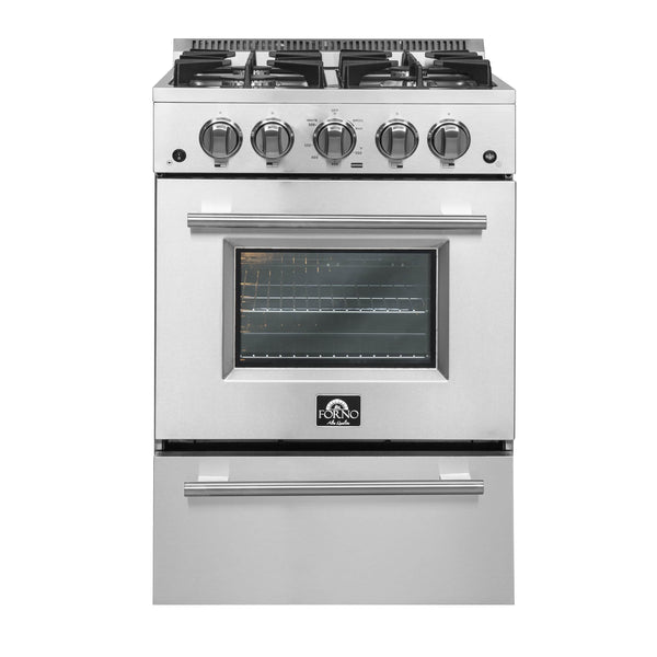 Cocina a gas Forno de 24 pulgadas con 4 quemadores y 38,000 BTU en acero inoxidable (FFSGS)