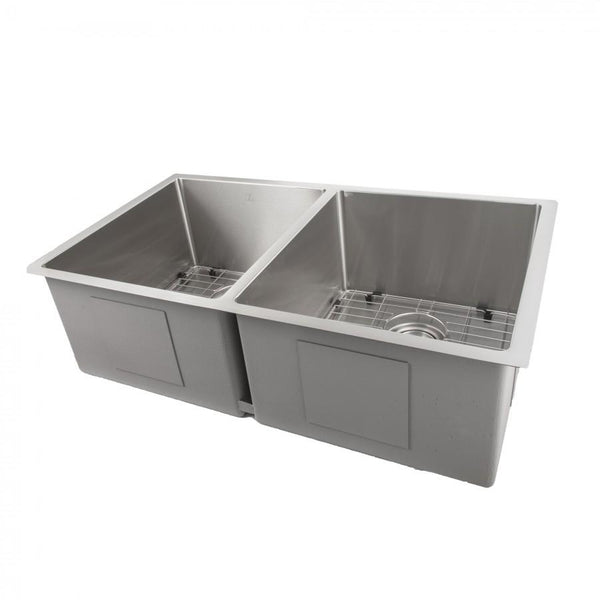 Fregadero de cocina ZLINE Anton de 33 pulgadas con doble cubeta bajo encimera y rejilla inferior (SR50D-3)