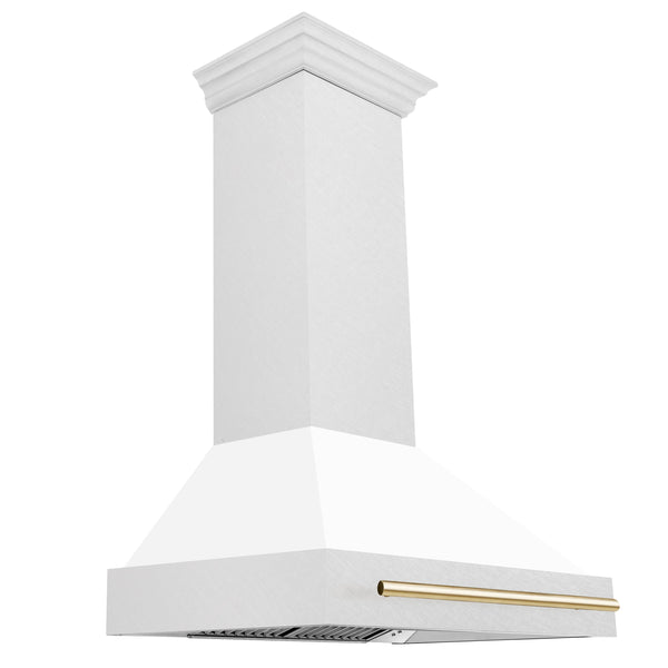 ZLINE Autograph Edition 36" Fingerprint Resistant Stainless Steel Range Hood with Champagne Bronze Handle (8654SNZ-36-CB)