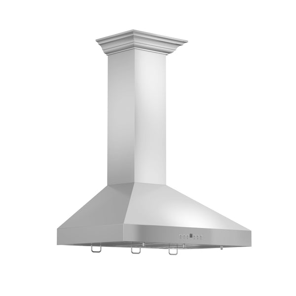 ZLINE 30" Convertible Vent Convertible Vent Wall Mount Range Hood in Stainless Steel with Crown Molding (KL3CRN-30)