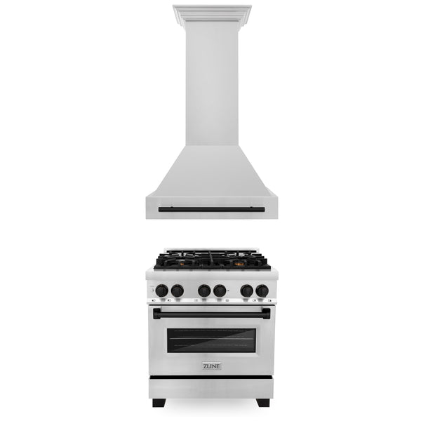 Paquete de cocina ZLINE Autograph Edition de 30" con cocina de acero inoxidable de doble combustible