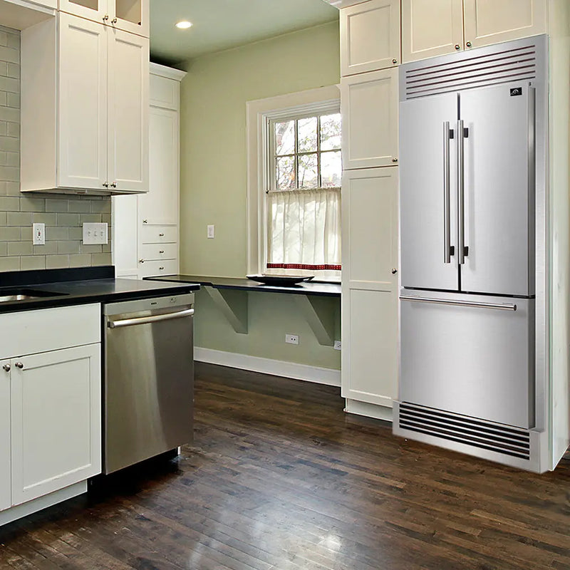 Forno 30-Inch French Door Built-In Refrigerator with 17.5 Cu Ft and Ice Maker in Forno