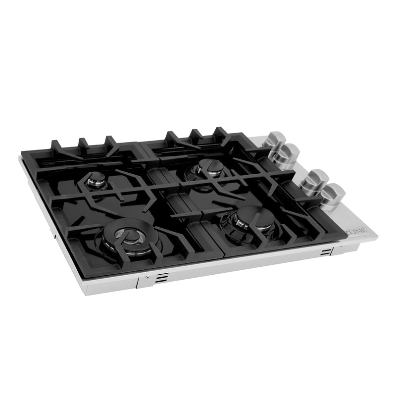 ZLINE 30" Gas Cooktop with 4 Gas Burners and Black Porcelain Top (RC30-PBT) Zline