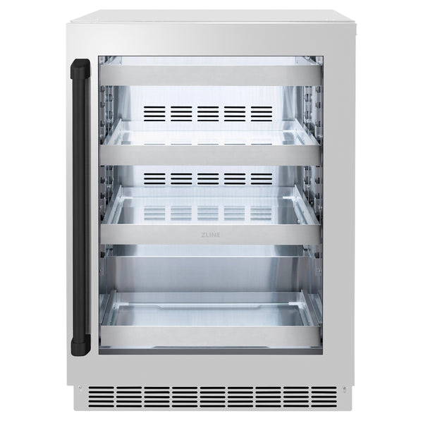 Refrigerador de bebidas Touchstone ZLINE de 24 pulgadas con puerta de vidrio de acero inoxidable y acabado mate