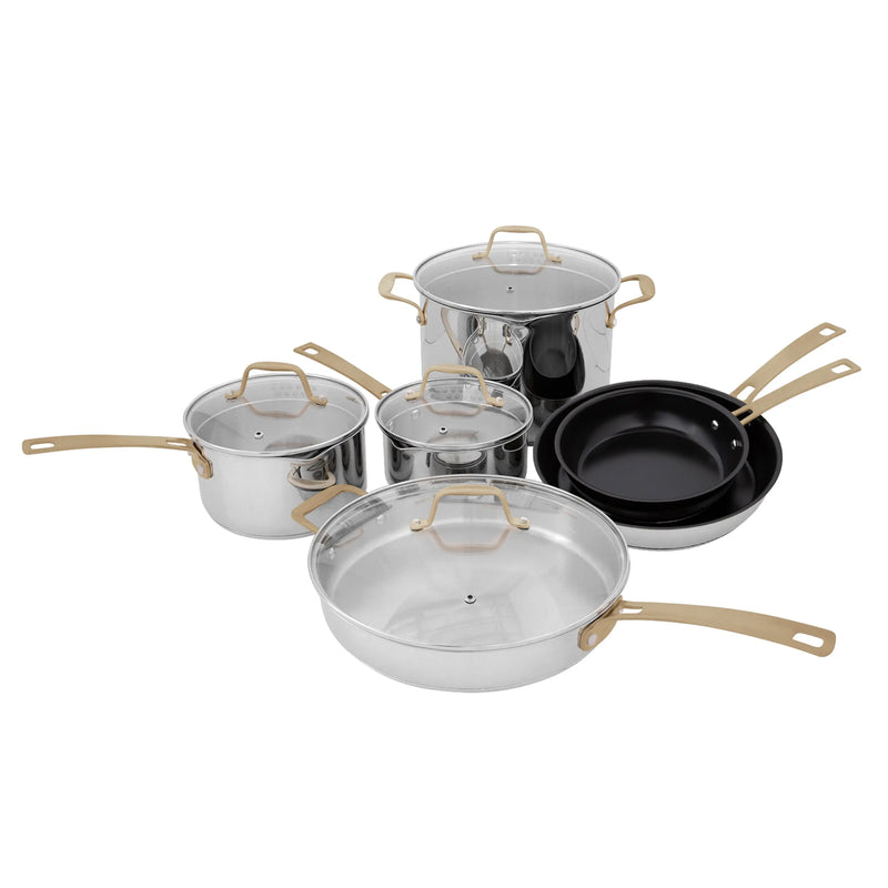 ZLINE 10-Piece Non-Toxic Stainless Steel with 3-Piece Nonstick Ceramic Cookware Set (CWSETL-NS-10) Zline