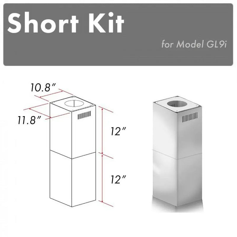 ZLINE 2-12 in. Short Chimney Pieces for 7 ft. to 8 ft. Ceilings (SK-GL9i) Zline