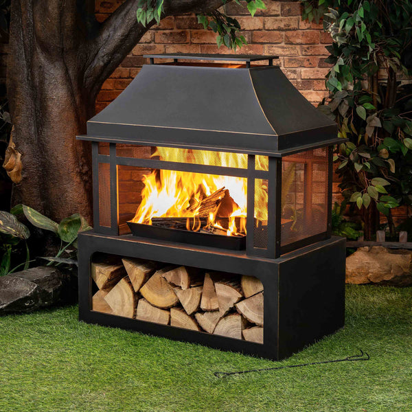 Chimenea de leña metálica Deko Living de 40 pulgadas (COB10501)