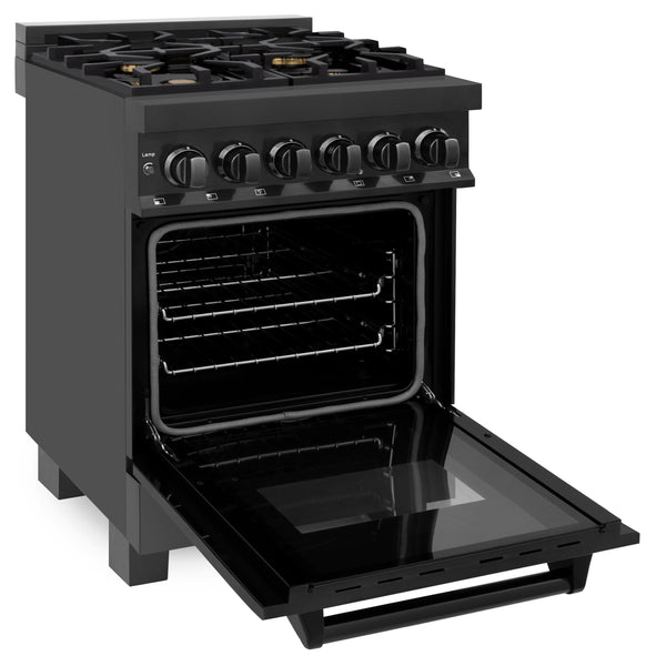 Cocina profesional de doble combustible ZLINE de 24 pulgadas en acero inoxidable negro (RAB-BR-24)