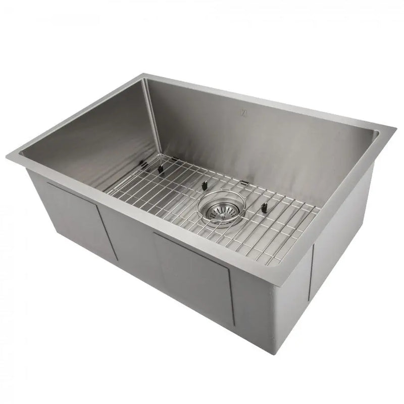 ZLINE 27 in. Meribel Undermount Single Bowl Stainless Steel Kitchen Sink with Bottom Grid (SRS-27) Zline