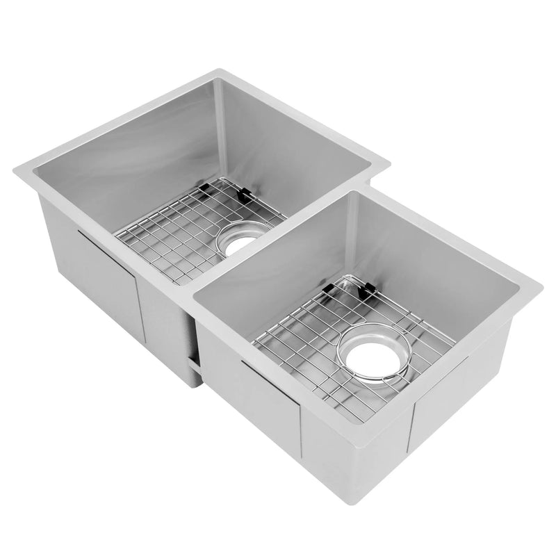 ZLINE 32 in. Jackson Undermount Double Bowl Stainless Steel Kitchen Sink with Bottom Grid (SRDR-32) Zline