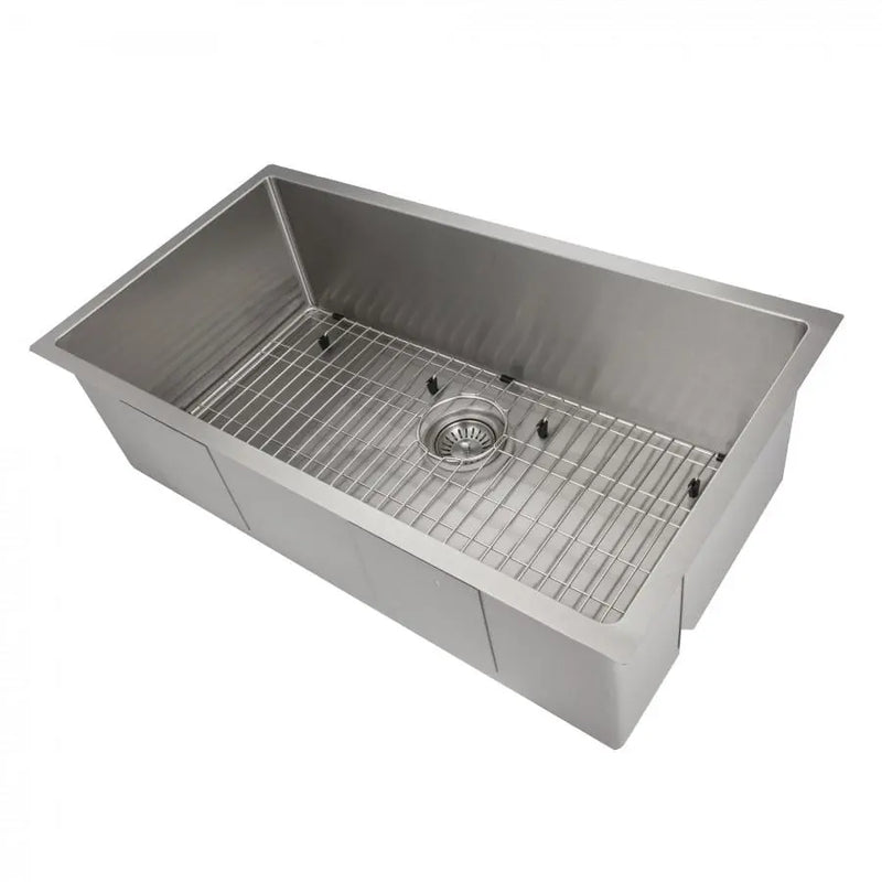 ZLINE 36 in. Meribel Undermount Single Bowl Stainless Steel Kitchen Sink with Bottom Grid (SRS-36) Zline