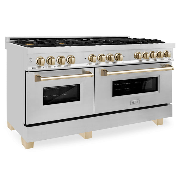 Cocina de doble combustible ZLINE Autograph Edition de 60" y 7.4 pies cúbicos con estufa de gas y electricidad