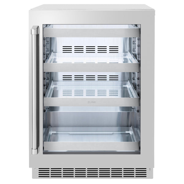 Centro de bebidas ZLINE de 24 pulgadas con puerta de vidrio de acero inoxidable (RBSO-GS-24)