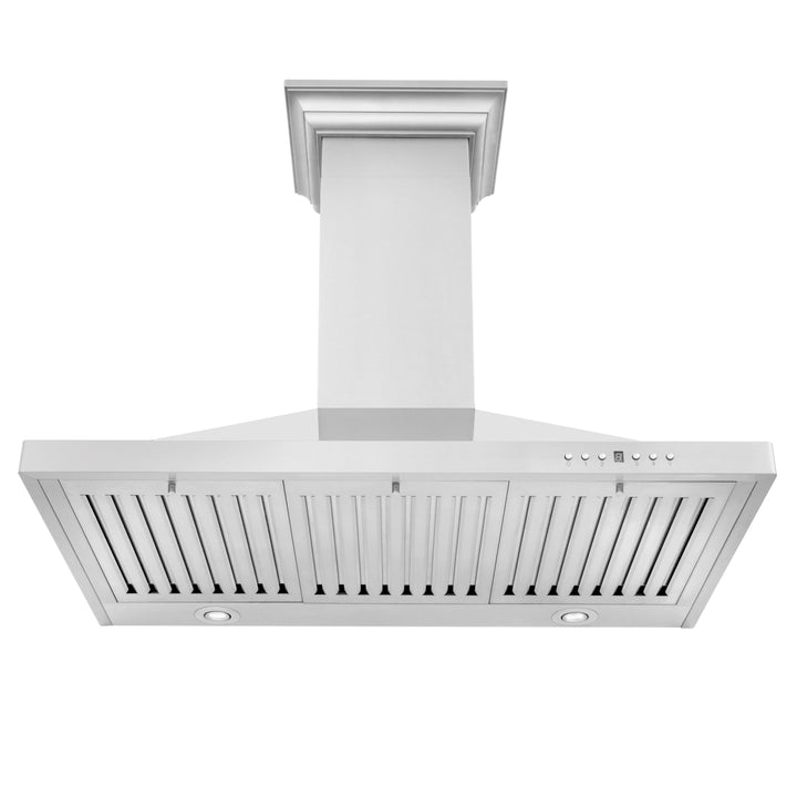 ZLINE 48" Convertible Vent Wall Mount Range Hood in Stainless Steel with Crown Molding (KBCRN-48) Zline