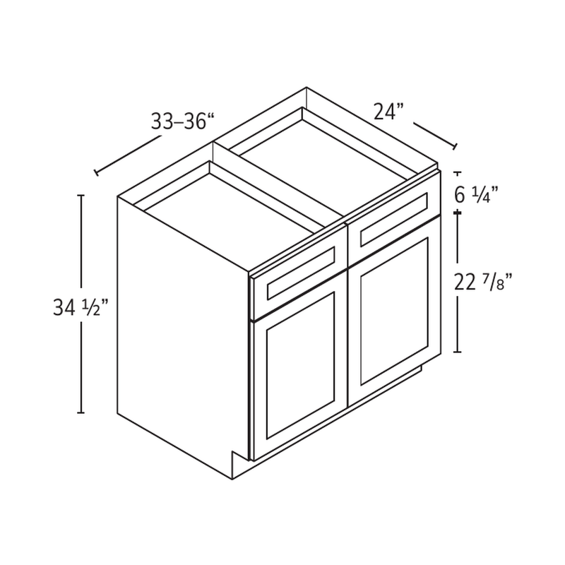 Forevermark double-door base cabinet with 2 drawers — catalog drawing