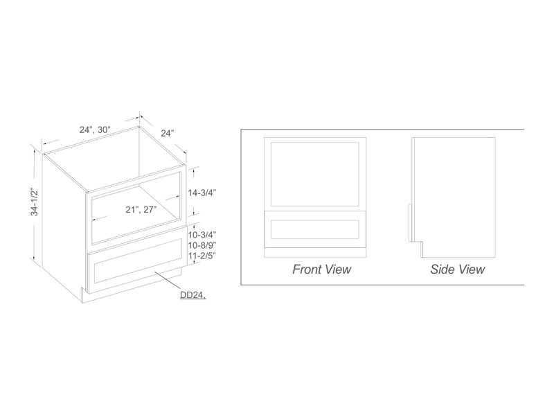 Cabinet drawing — front and side views