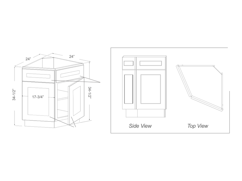 Cabinet drawing — front and side views