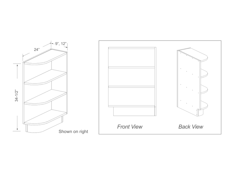 Cabinet drawing — front and side views