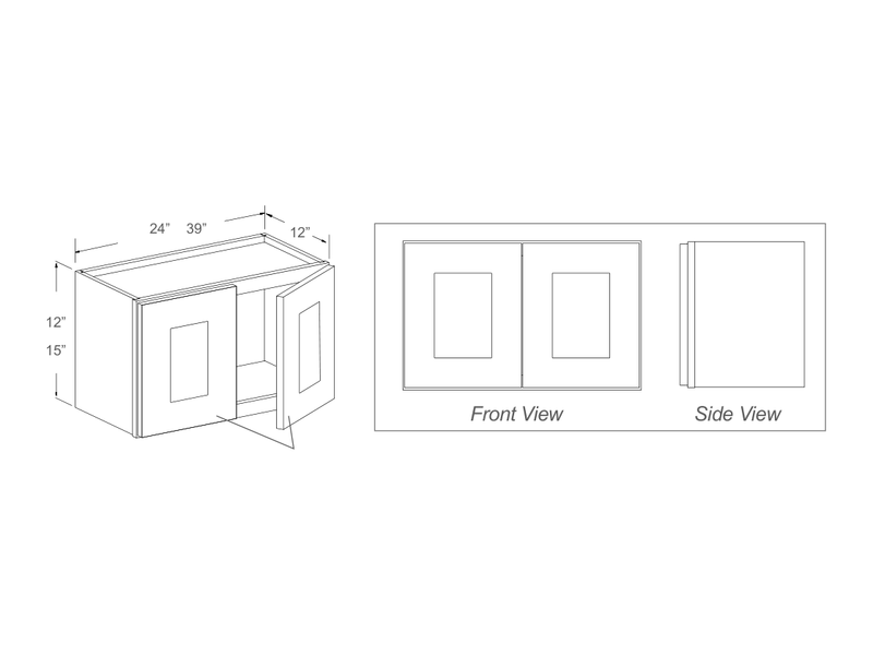 Cabinet drawing — front and side views
