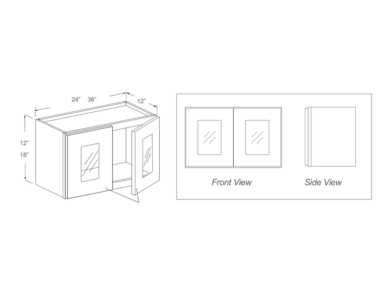 Cabinet drawing — front and side views