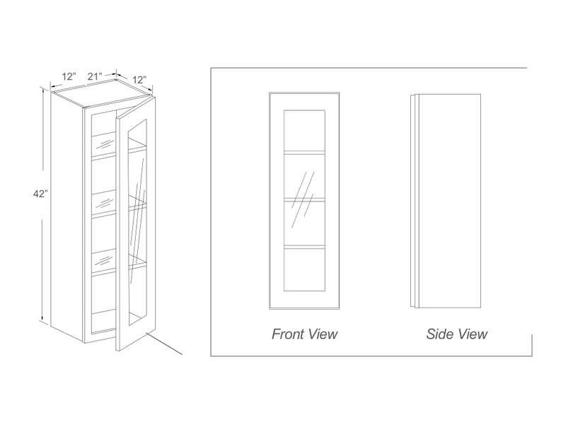 Cabinet drawing — front and side views