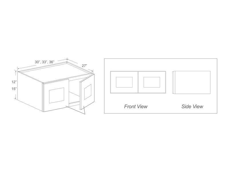 Cabinet drawing — front and side views