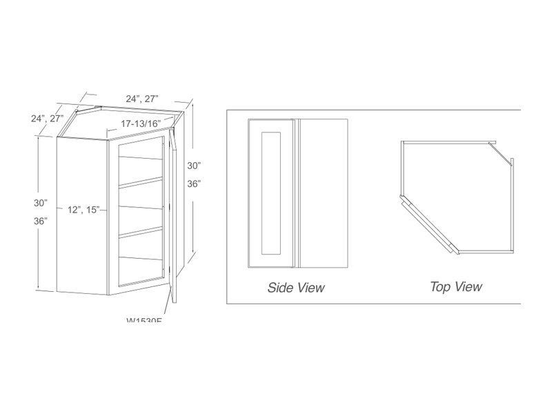 Cabinet drawing — front and side views