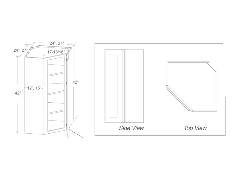 Cabinet drawing — front and side views