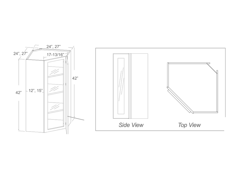 Cabinet drawing — front and side views