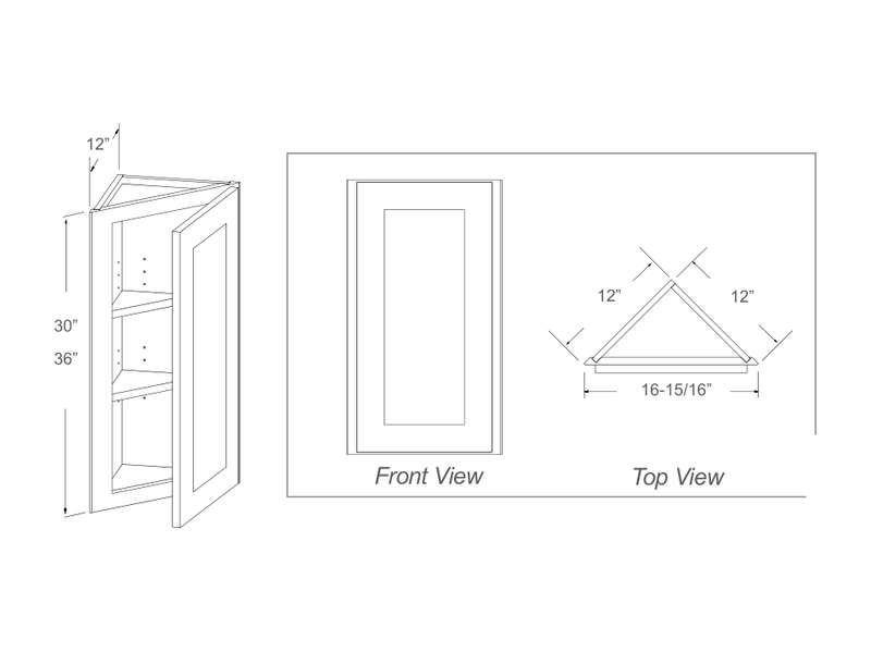 Cabinet drawing — front and side views