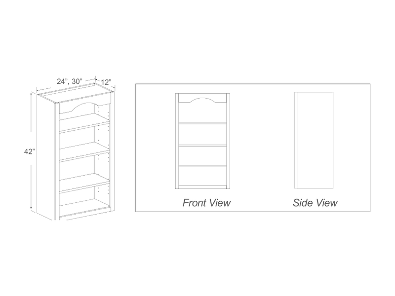 Cabinet drawing — front and side views