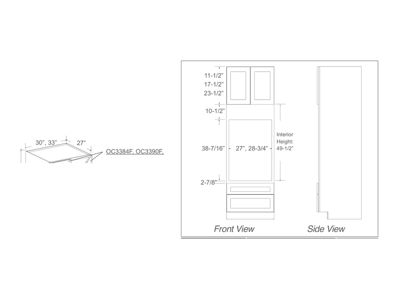 Cabinet drawing — front and side views