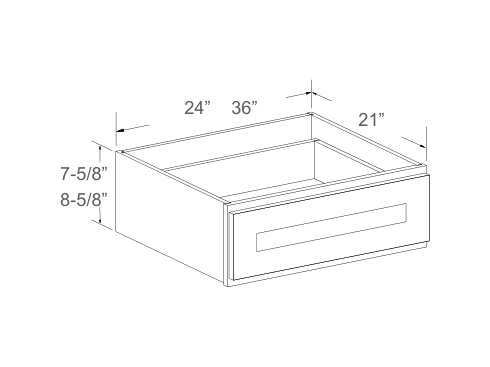 Cabinet drawing — front and side views