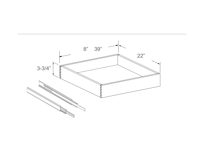 Cabinet drawing — front and side views
