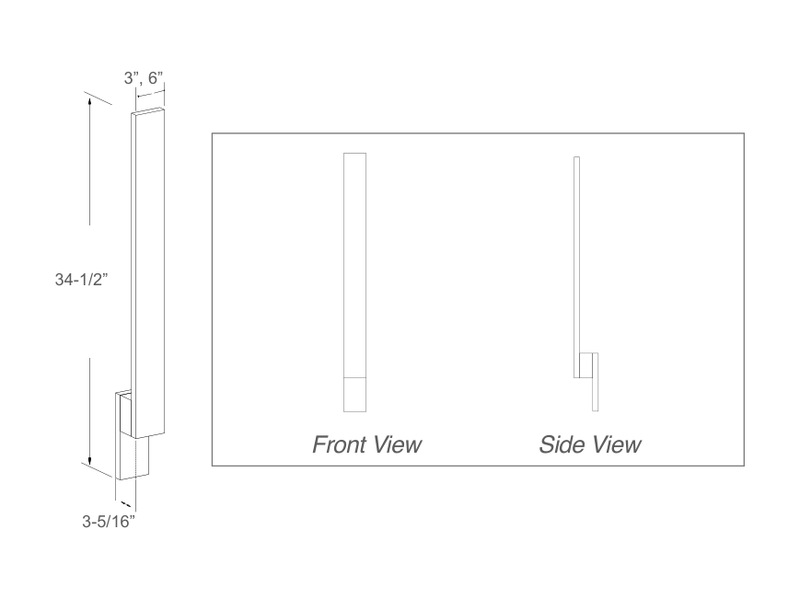 Cabinet drawing — front and side views