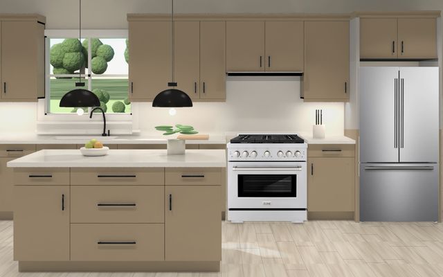 Warm Oak Modern kitchen — Slab doors