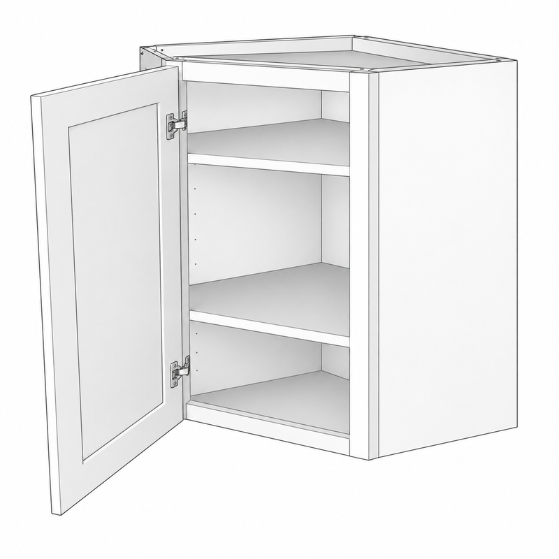 Classic White Shaker wall corner reference illustration; dimensions and final configuration vary by SKU (WBC2740).