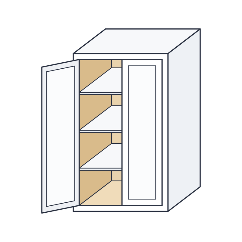 Classic White Shaker Pantry / Utility Cabinet Section (PC2454B) — natural plywood interior, finished shelves