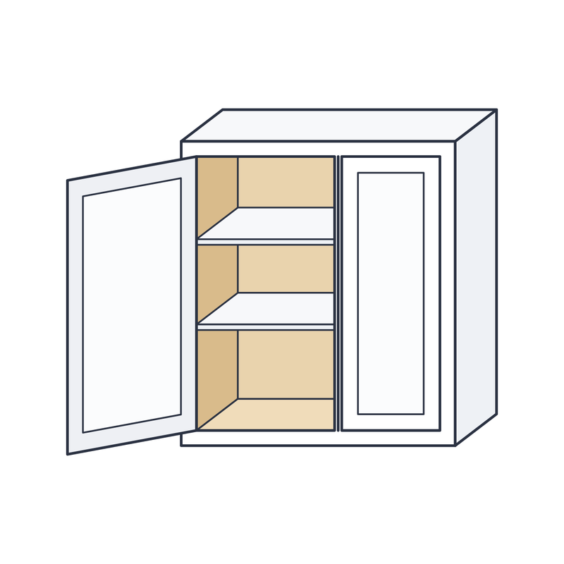 Classic White Shaker Blind Corner Wall Cabinet (WBC2740) — natural plywood interior, finished shelves