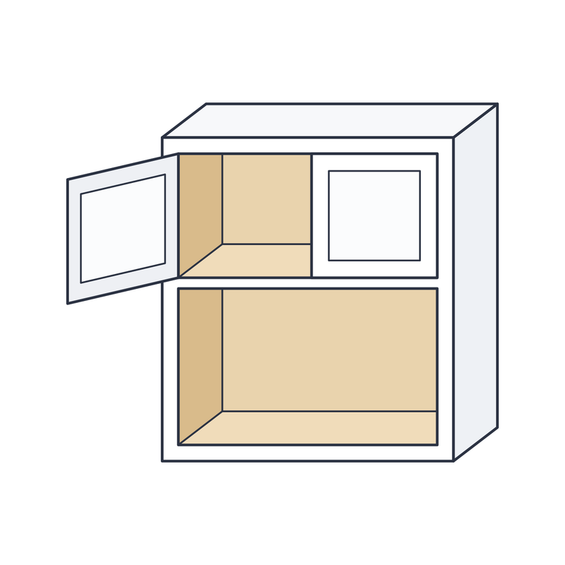 Classic White Shaker Wall Microwave Cabinet (WMC2736) — natural plywood interior, finished shelves