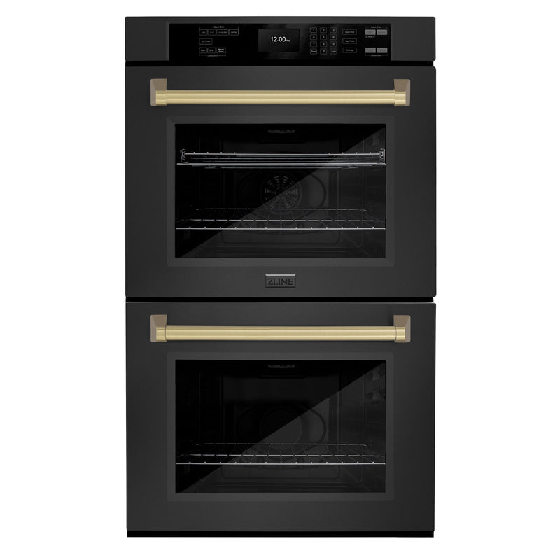 ZLINE WADBZ-30-CB Autograph Edition 30 in. Double Wall Oven in Black Stainless Steel