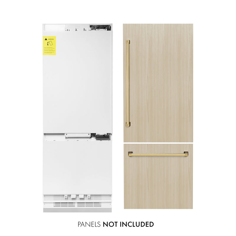 ZLINE RBIVZ-30-G Autograph Edition 30 in. Bottom Freezer Refrigerator in Panel Ready