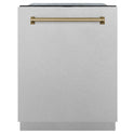 ZLINE Autograph Edition 24" Monument Series 3rd Rack Top Touch Control Tall Tub Dishwasher in Stainless Steel with Champagne Bronze Handle, 45dBa (DWMTZ-304-24-CB)