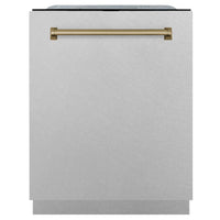ZLINE Autograph Edition 24" 3rd Rack Top Touch Control Tall Tub Dishwasher in Stainless Steel with Matte Black Handle, 45dBa