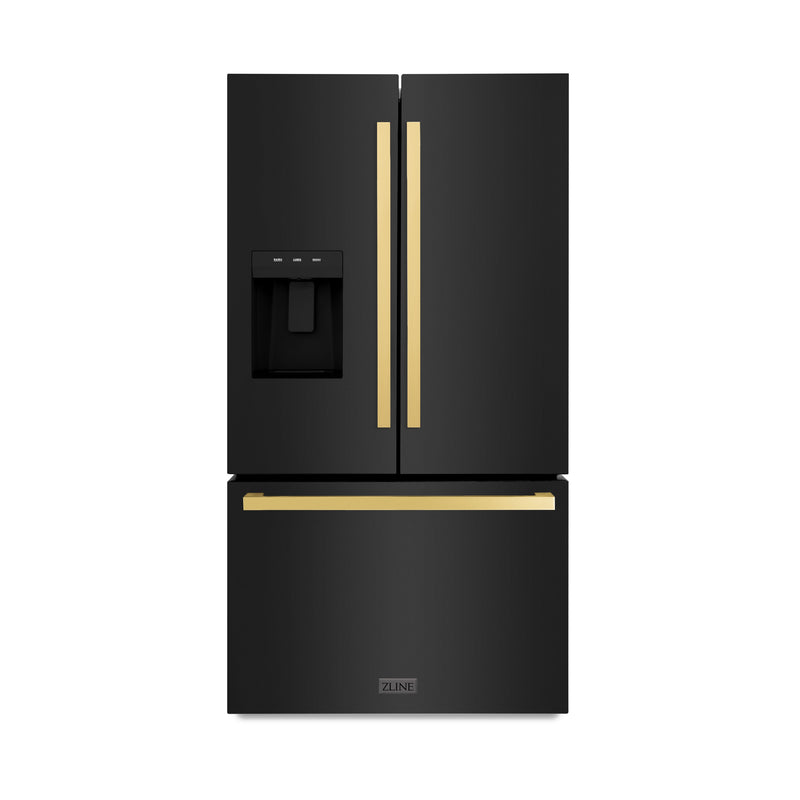 ZLINE RSMZ-W-36-BS-FG Autograph Edition 36 in. French Door Refrigerator in Polished Gold
