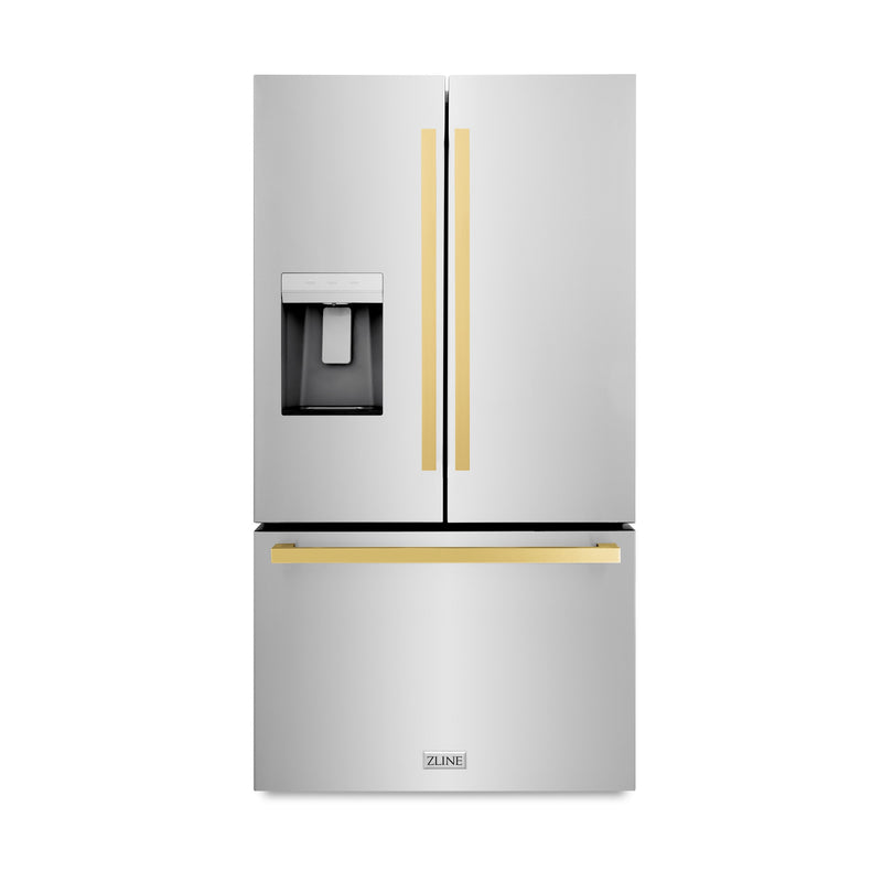 ZLINE RSMZ-W-36-FG Autograph Edition 36 in. French Door Refrigerator in Polished Gold